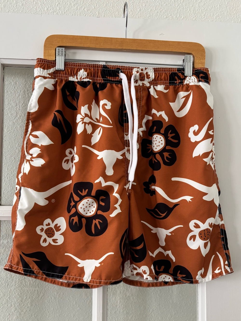 Men's Burnt Orange Longhorns Swim Shorts with Drawstring